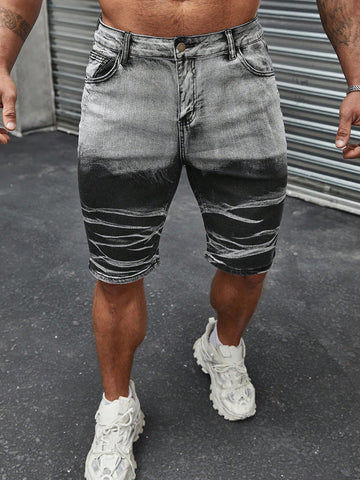 Men's Washed Denim Shorts With Slant Pockets