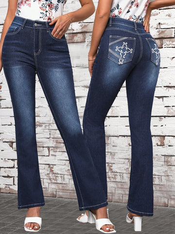 Women's Embroidered Skinny Flare Jeans