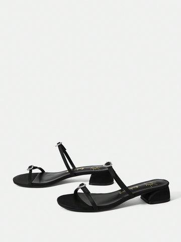 Ladies' Fashionable Casual Black High-Heeled Sandals