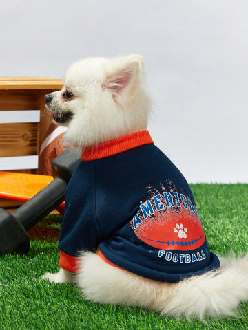 American Football Pet Sports Style Printed Sweatshirt, College Wind