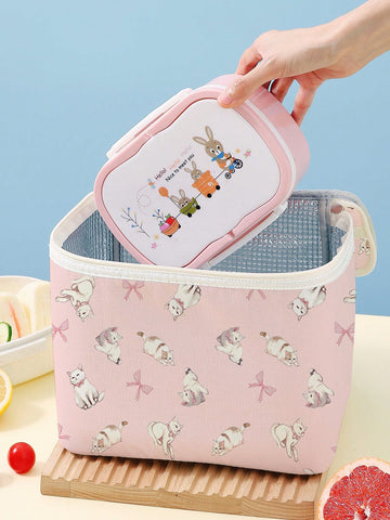 Lovely Cat Pattern Printed Lunch Bag