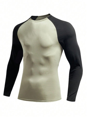 Men's Color Block Short Sleeve Athletic T-Shirt With Raglan Design