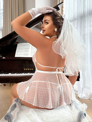Women's Plus Size Sexy Mature Wedding Lingerie Two-Piece Set