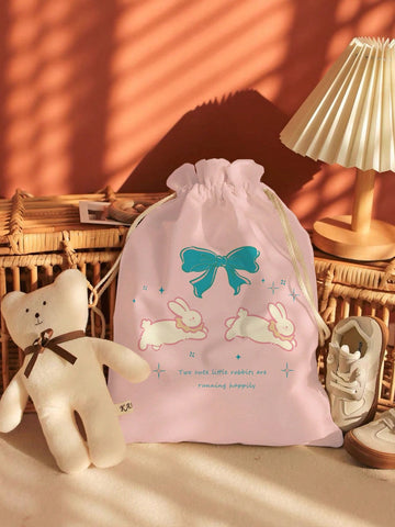 Cartoon Rabbit Portable High Capacity Drawstring Cosmetic Bag