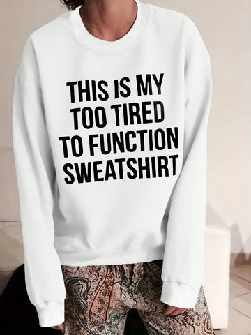 Plus Size Fleece Lined Oversized Sweatshirt With Slogan Print