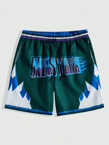 Men's Summer Shorts With Letter Print