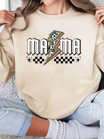Cool Mama Graphic Print Crew Neck Sweatshirt