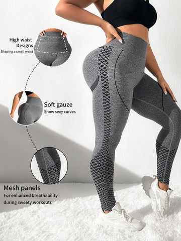 Plus Size Printed Seamless Workout Leggings