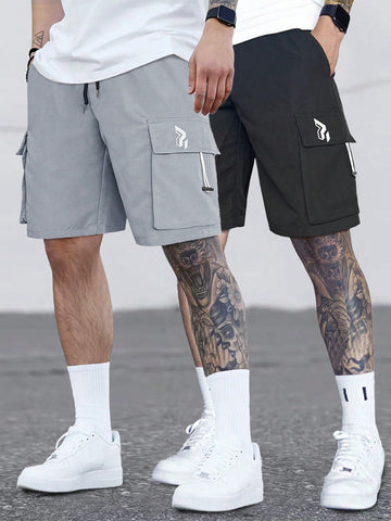 Men's Printed Loose Fit Shorts With Flap Pockets And Drawstring Waistband