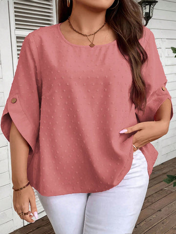 Plus Size Solid Color Loose Texture Casual Shirt
