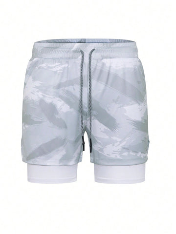 Men's Solid Color Drawstring Sports Shorts
