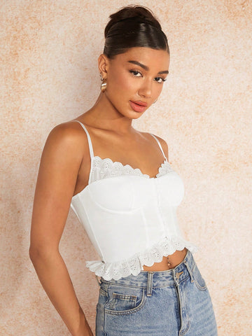 Cotton Embroidered White Top,Summer Corset Top,Music Festival Outfits,Camisole Top