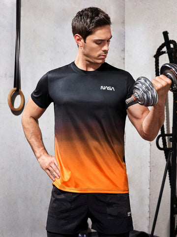Men's Fashion Color Block Short Sleeve Sports T-Shirt Workout Tops