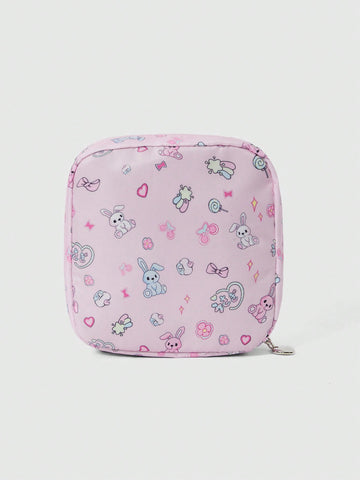 Fashionable Cartoon Classic Style Cute Rabbit, Star, Candy, Cherry, Dessert And Bowknot Pattern Thickened Makeup Bag With Large Capacity And Portable Design 214732