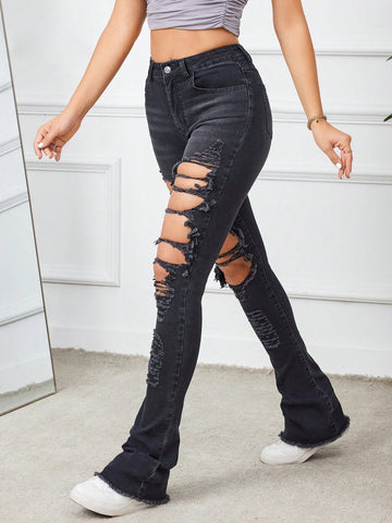 Casual Ripped Slim Fit Jeans With Holes