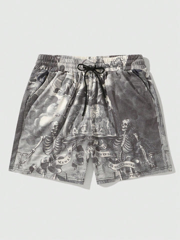 Men's Casual Shorts With Cross Embroidery Detail, Everyday Wear