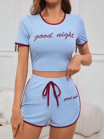 Women's English Print Pajama Set For Home