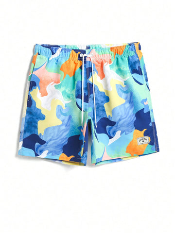 Men's Tie Dye Printed Beach Shorts, Vacation Style