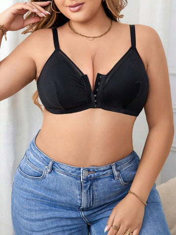 Plus Size Front Closure Leisure Bra Without Steel Ring (Single Piece)