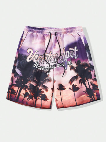 Men's Fashionable Printed Woven Shorts, Suitable For Daily Wear, Spring And Summer
