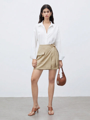 Summer Casual And Elegant Wrapped Skirt For Office And Leisure