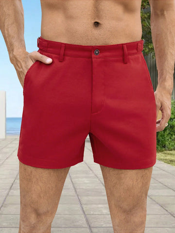 Men Fashionable Solid Color Summer Casual Shorts