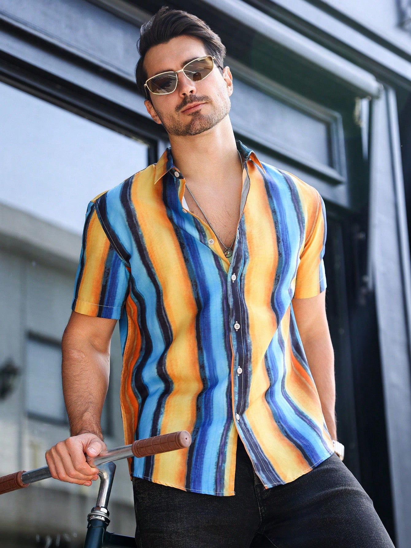Men's Summer Striped Casual Short Sleeve Shirt