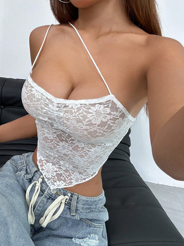 Women's Fashionable Lace Trimmed Camisole Top For Summer Sexy Top