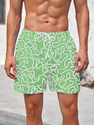 Men Fashionable Green Striped Beach Shorts That Don"T Break The Bank