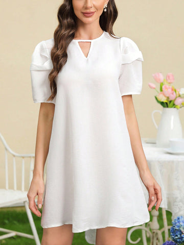 Women's Fashion Solid Color Short Sleeve Dress