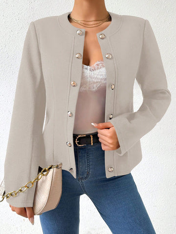Spring/Summer Solid Color Double Breasted Woolen Jacket/Coat