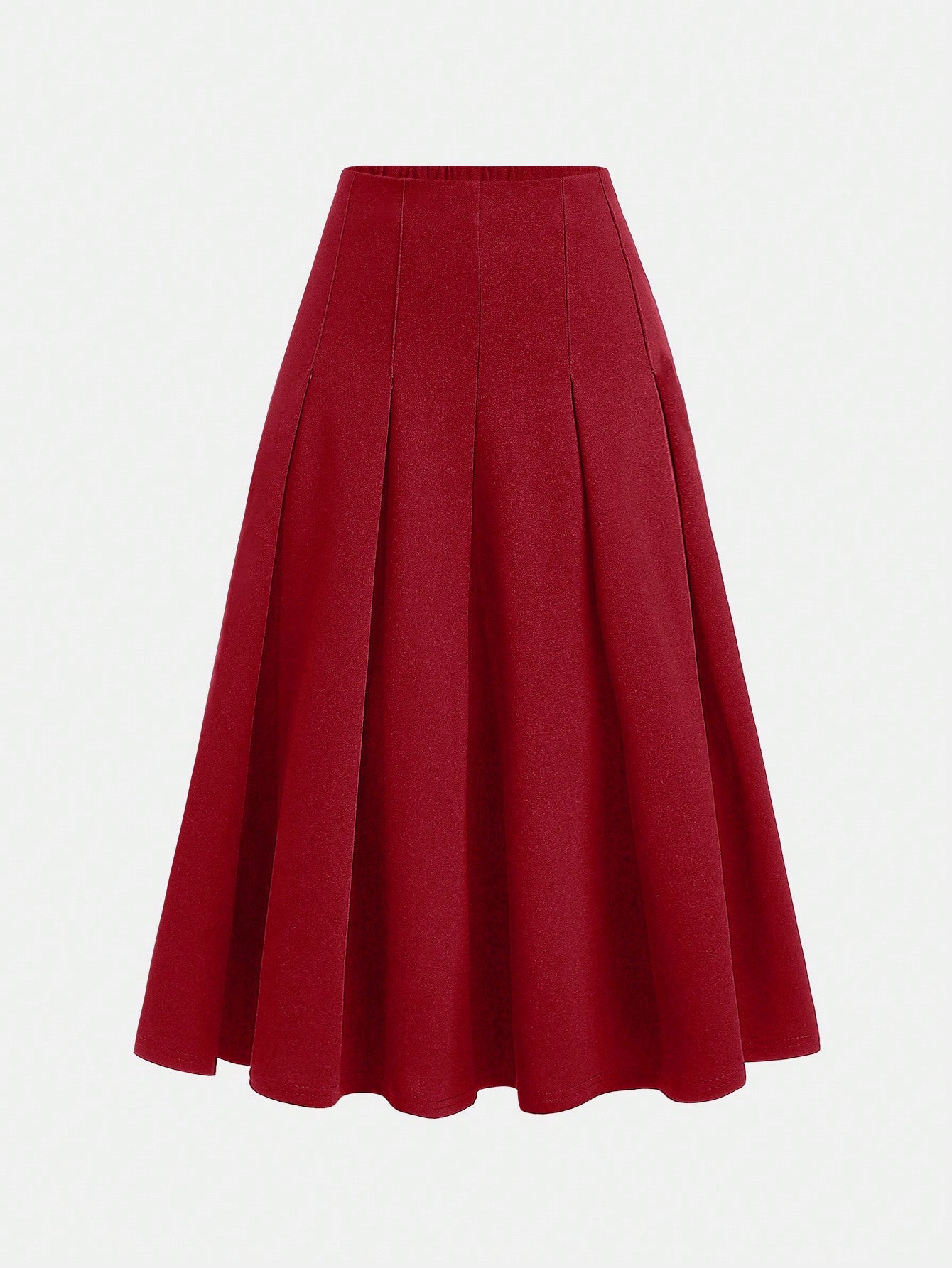 Tween Girls' Vintage Pleated A-Line Elastic Waist Mid-Length Skirt