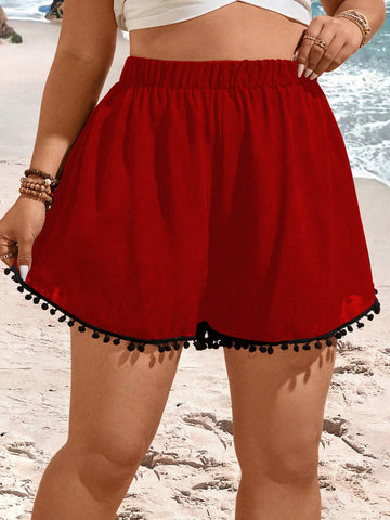 Plus Size Women Fashionable Casual Beach Vacation Style Summer Shorts