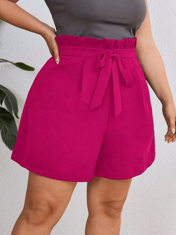 Plus Size Women's Fashion Casual Strappy Ruffled 5-Point Shorts