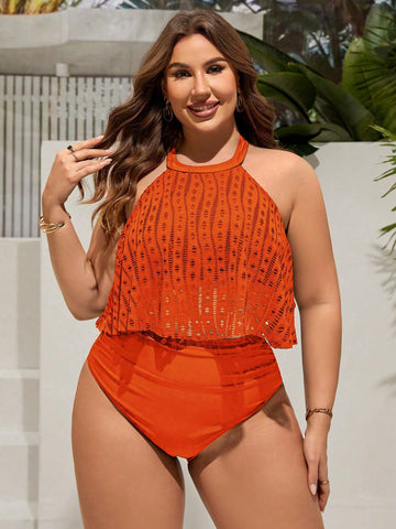 Summer Beach Women Fashionable Plus Size Vest-Style Bikini