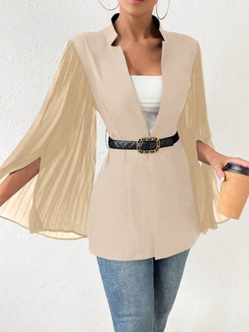 Women's Solid Color Split Sleeve Blazer, Suitable For Summer