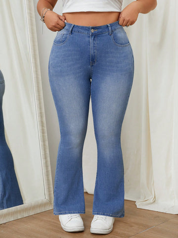 Plus Size Slim-Fit Flared Jeans