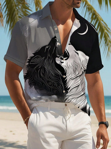 Men Animal Printed Fashionable Short Sleeve Shirt For Spring And Summer