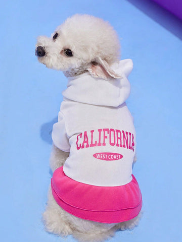 Sporty California Printed Pink & White Color Block Pet Printed Dress