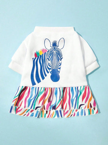 1pc Cute Zebra Print Pet Skirt