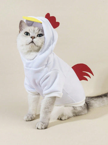 1pc Chicken Shaped Cosplay Pet Hoodie
