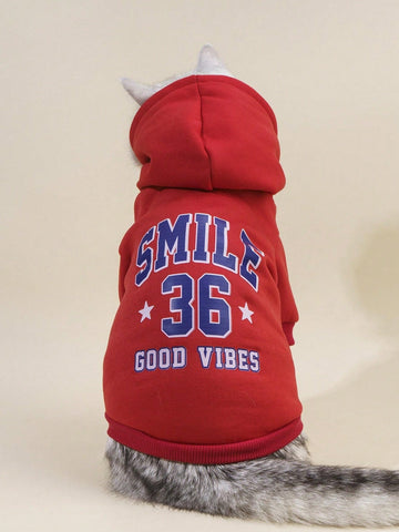 Smile Size 36 Red Good Vibes Pet Print Sweatshirt 1pc