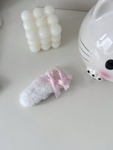 1 Pair Ballet Style Furry Bow Hair Clips