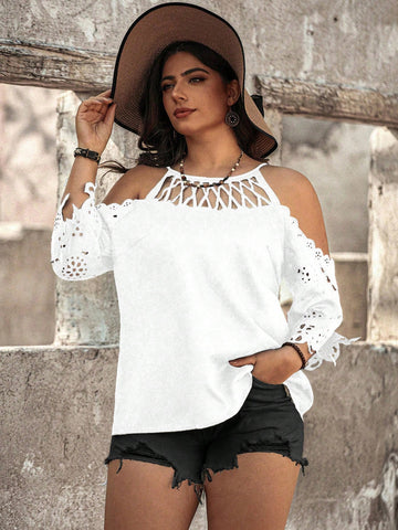 Summer Fashionable Loose Cold-Shoulder Shirt For Plus-Sized Women