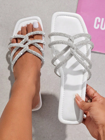 Woman Shoes Fashionable Strappy Flat Sandals With Thin Straps, Versatile For Spring And Summer