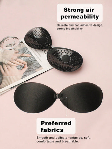 Breast-Sticking, Breathable, Front Buckle, Round-Shaped Cup, Strapless, Wedding And Invisible Bra Without Traces