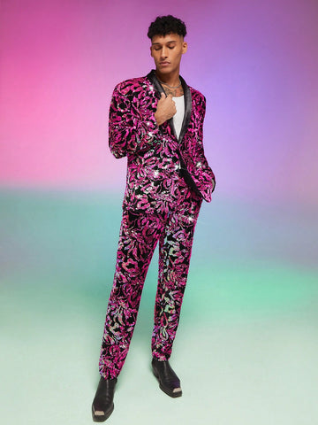 Men Fashion Shiny Glitter Suit