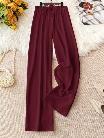 Plus Fashionable And Simple Solid Color Pants