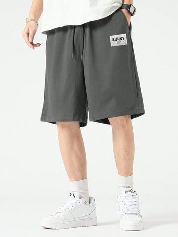 Men Drawstring Summer Shorts With Colored Accents