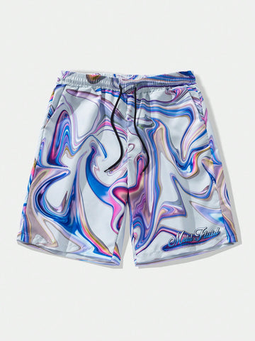 Men Printed Woven Shorts, Suitable For Daily Wear In Spring And Summer